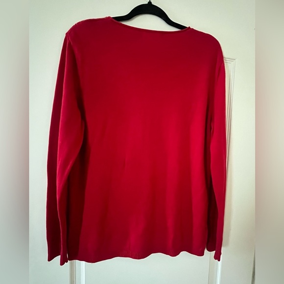 Calvin Klein Red Knit Lightweight Sweater with Sparkle Accents Women’s XL - Picture 5 of 16